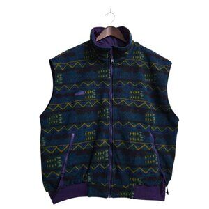 Columbia Vintage 90s Fleece Aztec Reversible Zipper Vest Sz XL